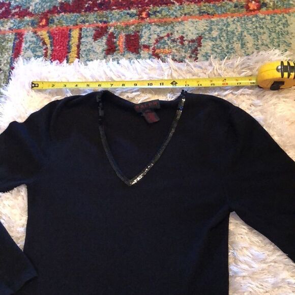 Ralph Ralph Lauren M silk and cotton beaded V-neck three-quarter sleeve dress - Picture 12 of 15